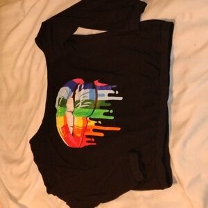 MAGICMK Women’s Lips Print Off The Shoulder Long Sleeve Sweatshirt, Size: L